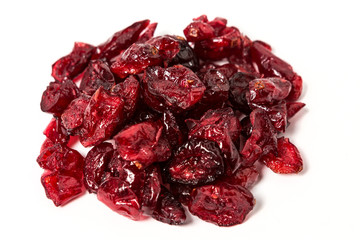 Dried cranberries isolated on white