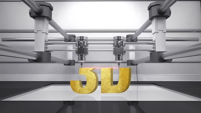 3D printer, make typo '3D' 3D scanner animation.gold