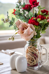 Table Setting with Rose in Cafe