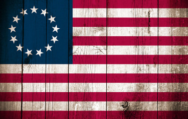 Wooden Betsy Ross Flag (historical US Flag) - obrazy, fototapety, plakaty