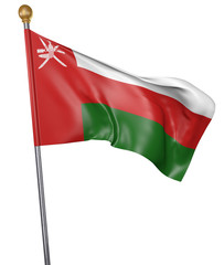 National flag for country of Oman isolated on white background, 3D rendering