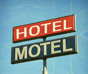 Fototapeta premium aged and worn vintage hotel motel sign