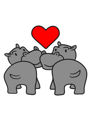 2 friends team kissing love couple couple love heart thick comic cartoon sweet little cute baby hippo happy child