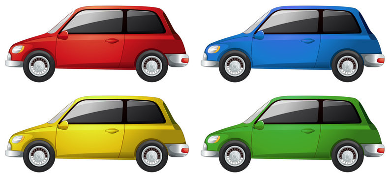 Cars in four different colors