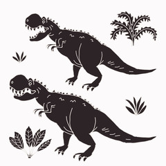 Vector hand drawn illustration jurassic