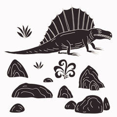 Vector hand drawn illustration jurassic