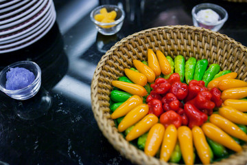 deletable imitation fruits, Thai dessert.