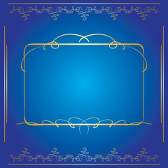 blue vector background with golden frame