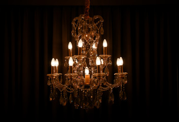 shining chandelier and curtain