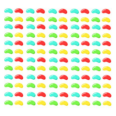 Color small candies on a white background