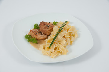 Schweinelendchen mit Pasta Nudeln