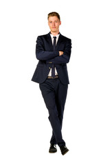 Young businessman full length portrait isolated