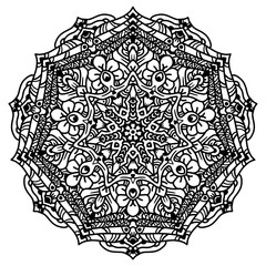 Fototapeta premium Hand drawing zentangle element. Black and white. Mandala. Vector illustration.