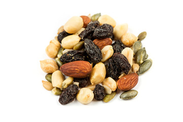 Trail mix isolated on white background