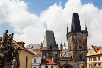 Fototapeta premium Gothic tower in Prague city center