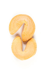 Two fortune cookies isolated on white background