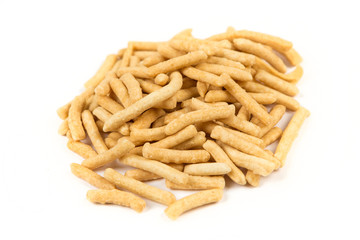 Chow mein noodles isolated on white background
