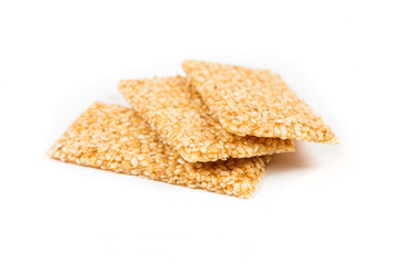 Sesame crackers isolated on white background