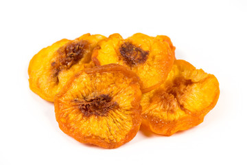Dried peaches isolated on white background