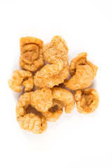 Pork skins isolated on white background