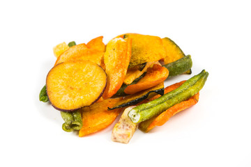 Dried mixed vegetables isolated on white background