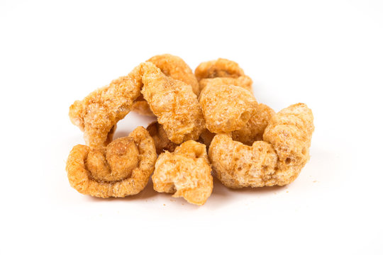 Pork skins isolated on white background