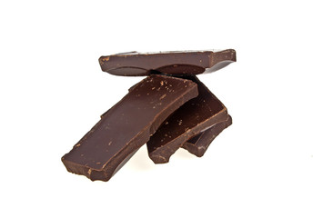 Chocolate bars stack isolated on white background