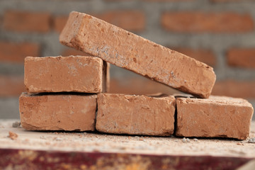 Brick block on the scaffolding