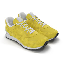 Yellow sneakers on White 3D Illustration