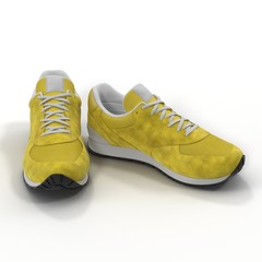 Yellow sneakers on White 3D Illustration