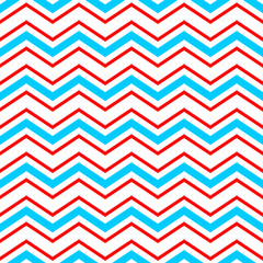 Abstract geometric chevron seamless pattern in blue red and white, vector