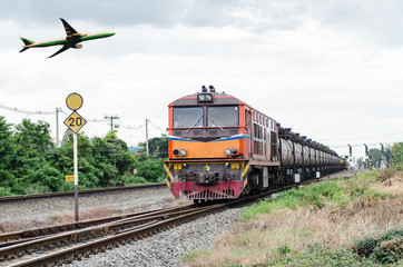 Fototapeta premium Industrial port with containers and air for logistic concept