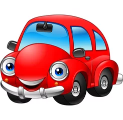 Zelfklevend Fotobehang Cartoon grappige rode auto © ekyaky