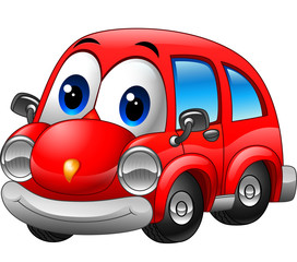 Fototapeta na wymiar Cartoon funny red car