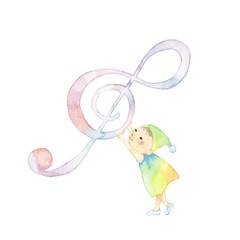 音符と小人、がんばりやさん