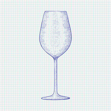 Wine glass. Hand drawn sketch
