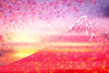 富士山　紅葉　風景　背景