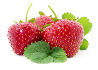 Three red strawberries.