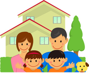 Family illustration (with house) [vector]