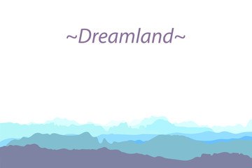 Horizontal abstract banner of hills in blue and lilac tones.