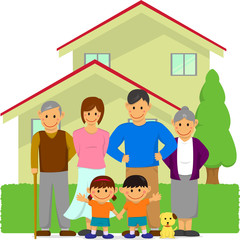 Family illustration (with house) [image]