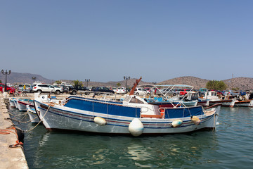 Fototapeta na wymiar close-up fishing boat in the marina