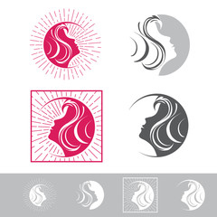 Fototapeta premium Woman Face Beauty Logo Design Set