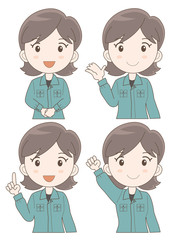 作業員 女性 表情ポーズセットB