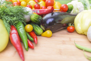 Vegetables on the kitchen table.