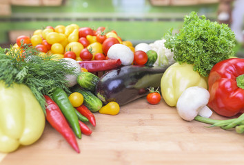 Vegetables on the kitchen table.