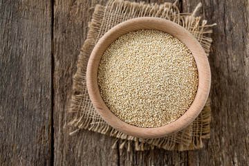 organic quinoa on old background