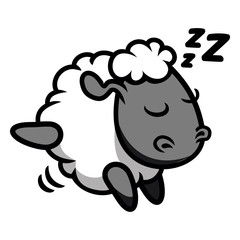 Cute Sleepy Sheep Jumping Illustration