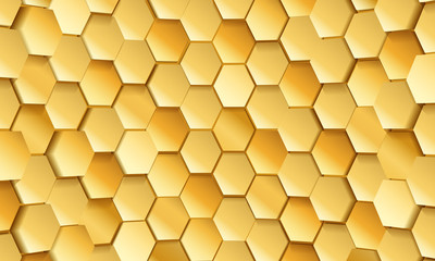 Gold tile of honeycomb shape plates background