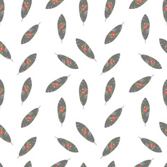 vector seamless pattern pen and retro flowers